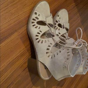 Beige strapped and lace up heels size 10M ladies
